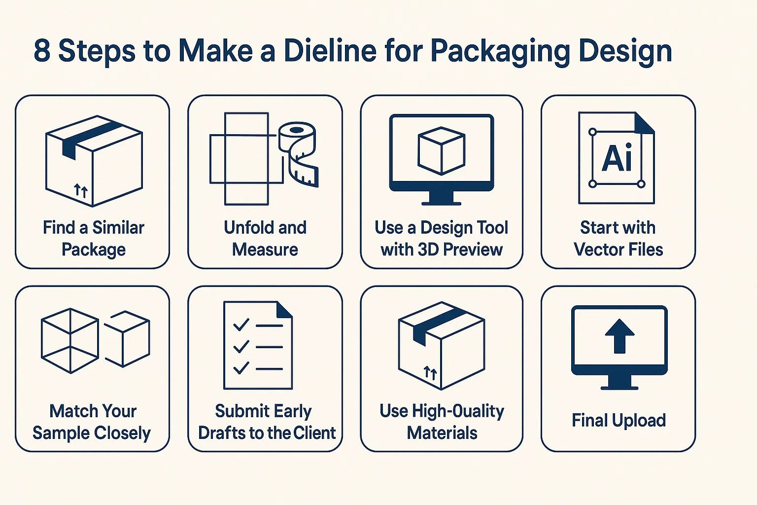 8 steps to make dileline for packaging